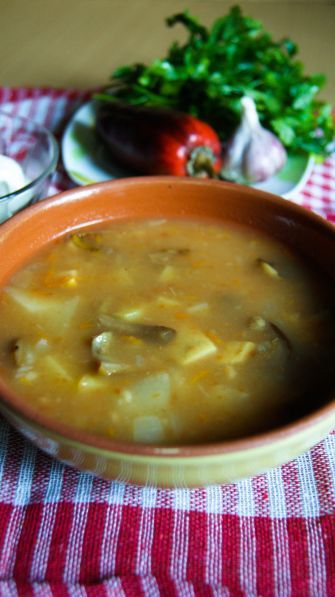 Ингредиенты для «Мясной фасолевый суп с белыми грибами»: